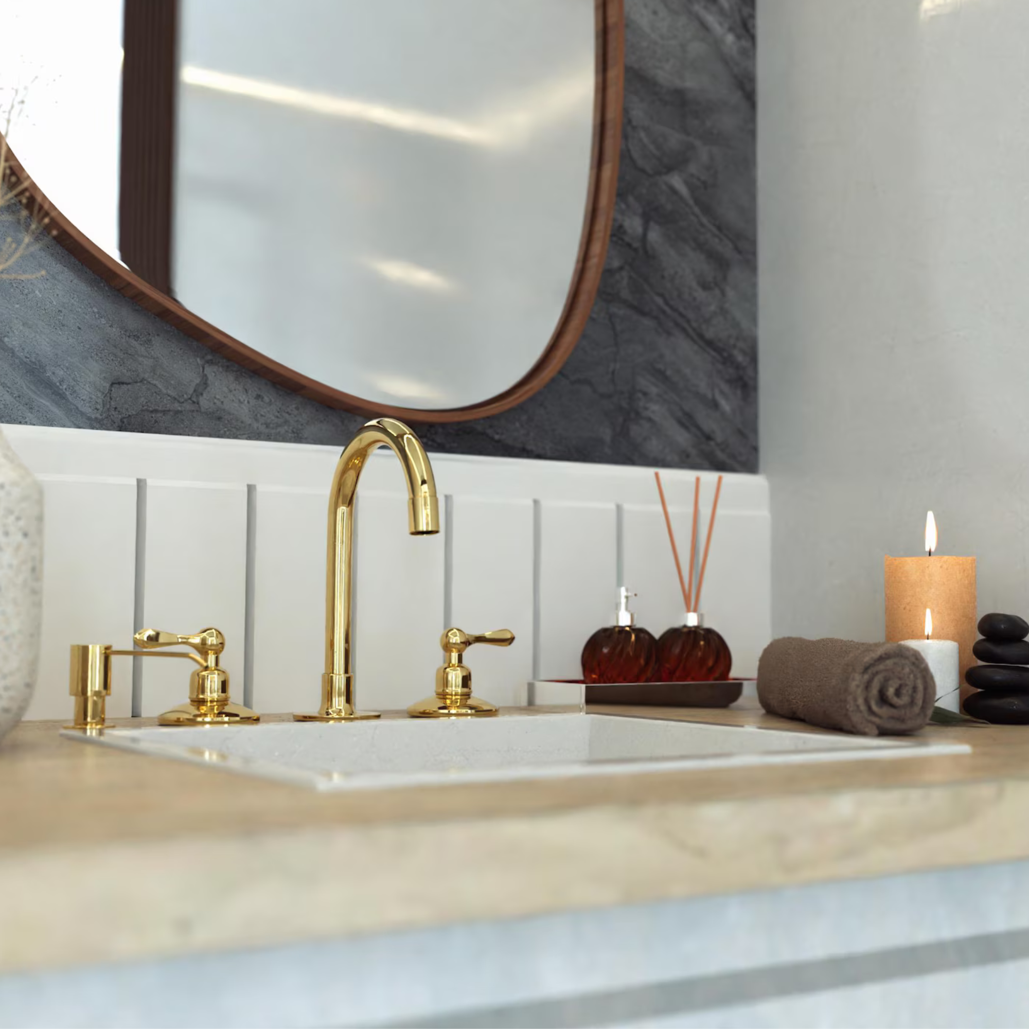Unlacquered Solid Brass Bathroom Vanity Faucet