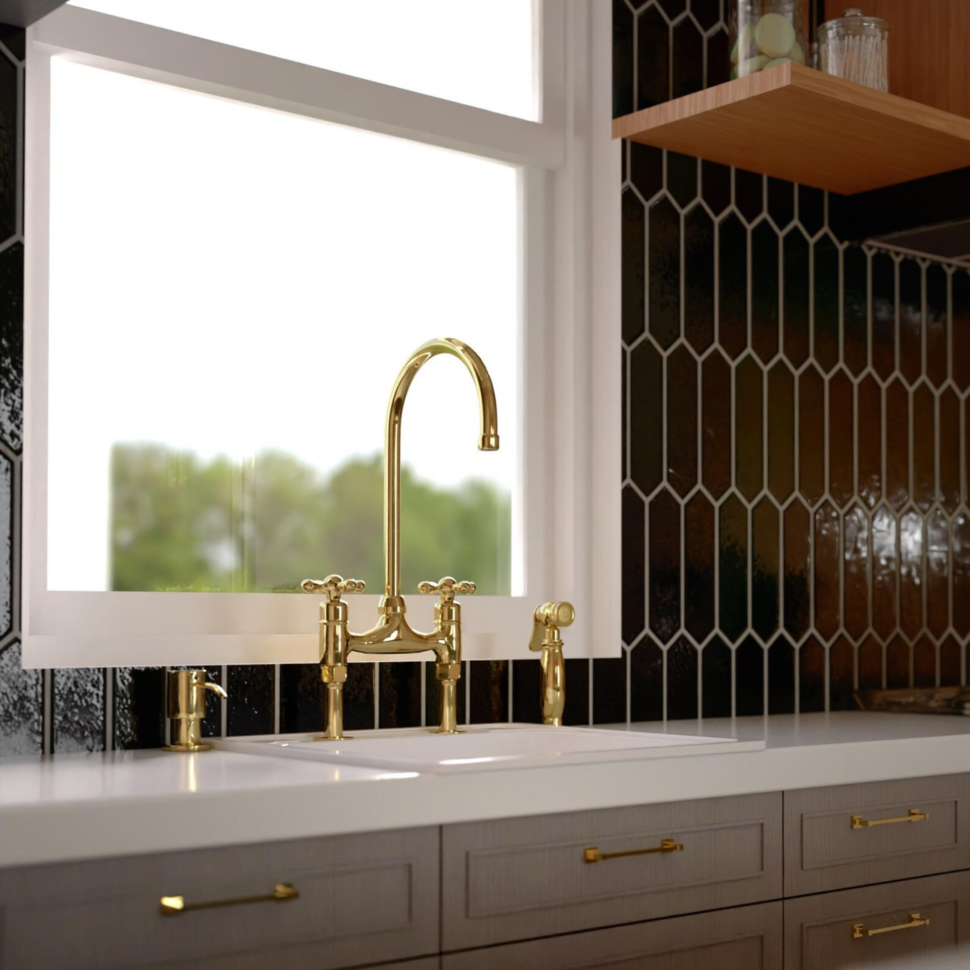 Unlacquered Solid Brass Kitchen Faucet-zoom-1