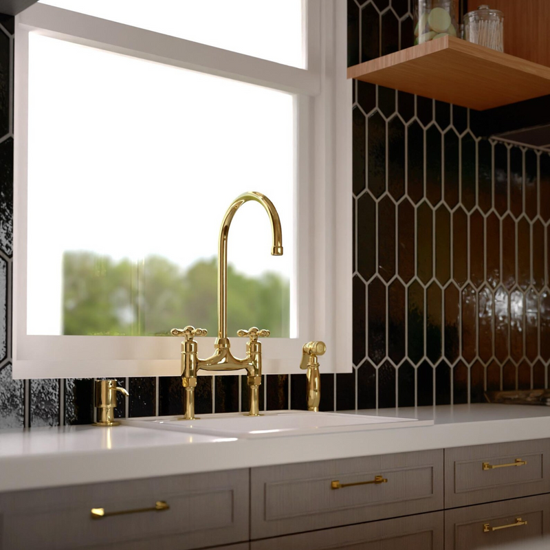 Unlacquered Solid Brass Kitchen Faucet-zoom-