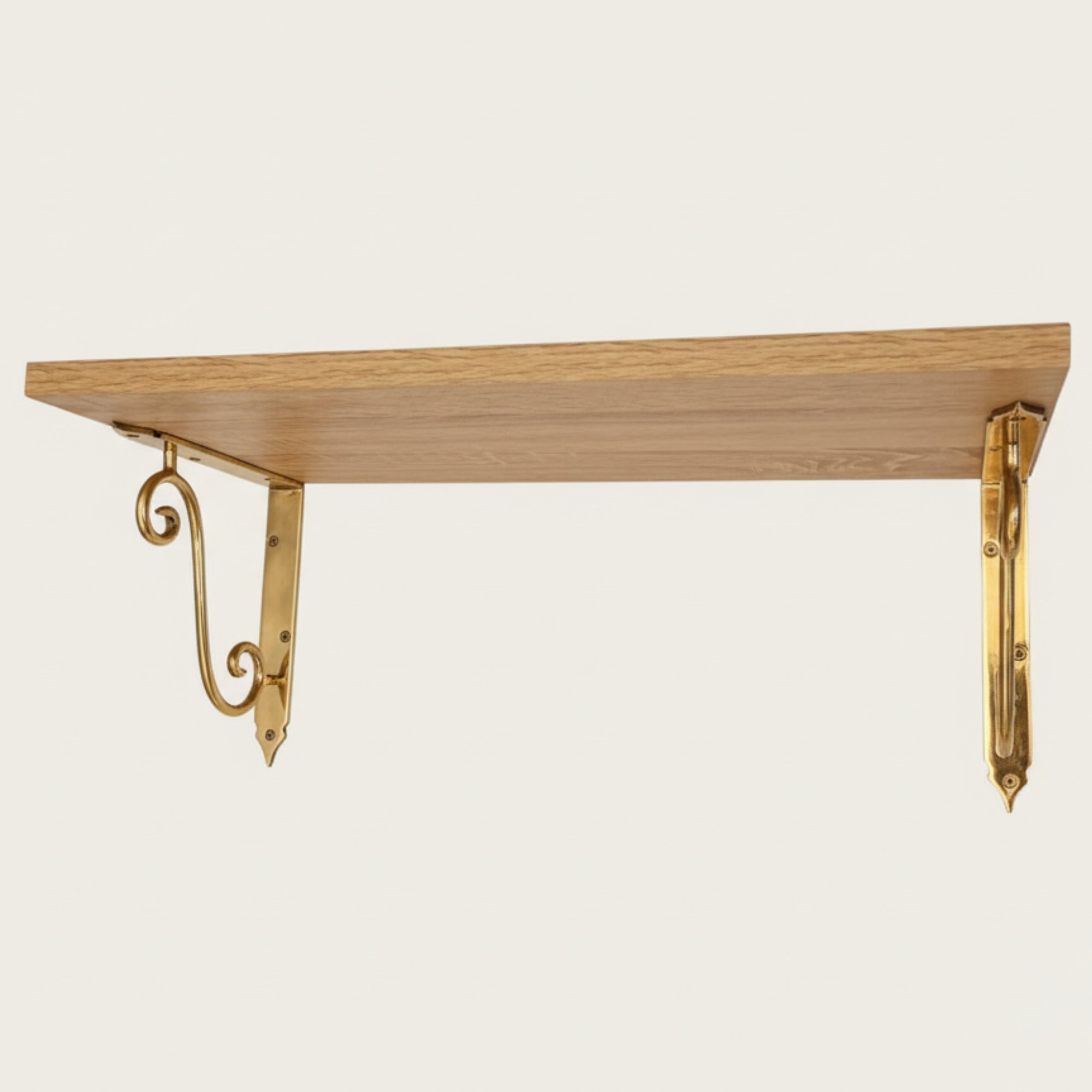 Set of unlacquered Brass Shelf Brackets