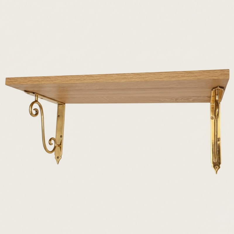 Set of unlacquered Brass Shelf Brackets-zoom-