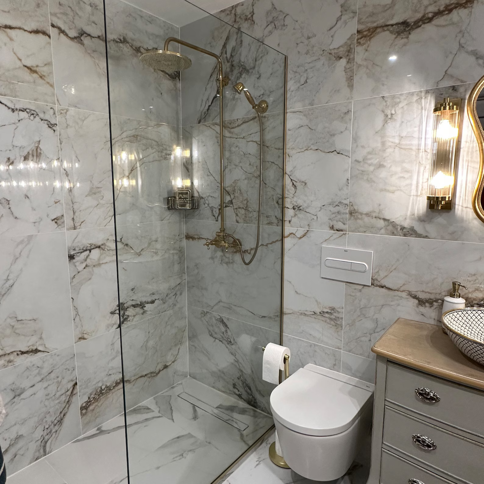 Unlaqcuered Brass Exposed Pipe Shower System-zoom-2