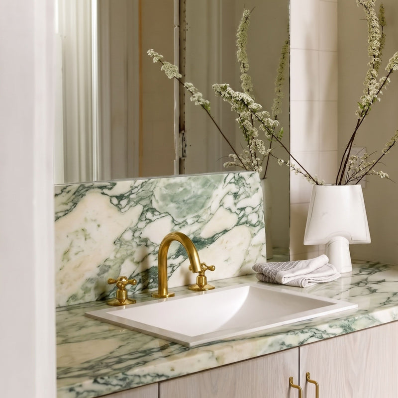 Unlacquered Brass 3-Hole Deck-Mounted Bathroom Faucet-zoom-