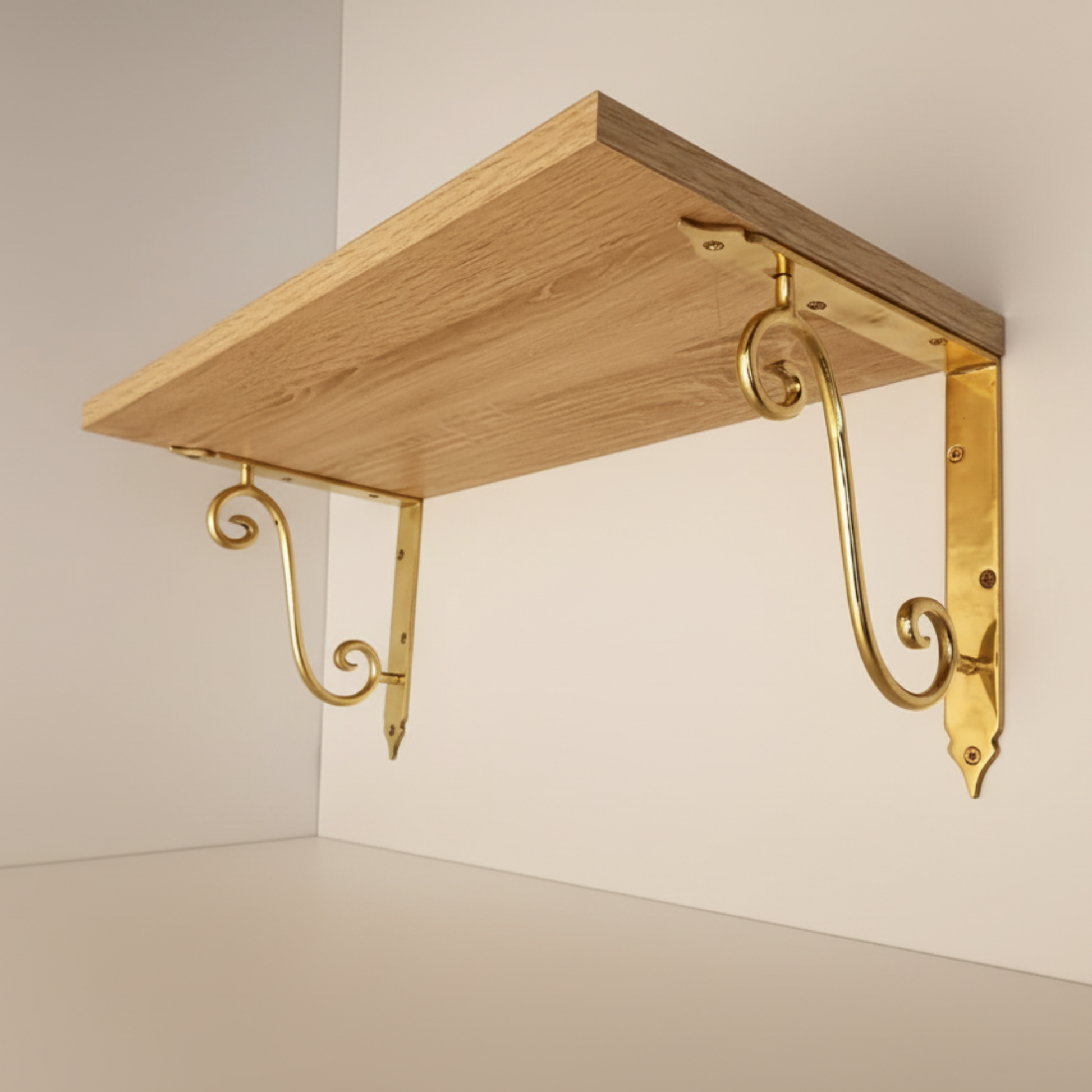 Set of unlacquered Brass Shelf Brackets-1