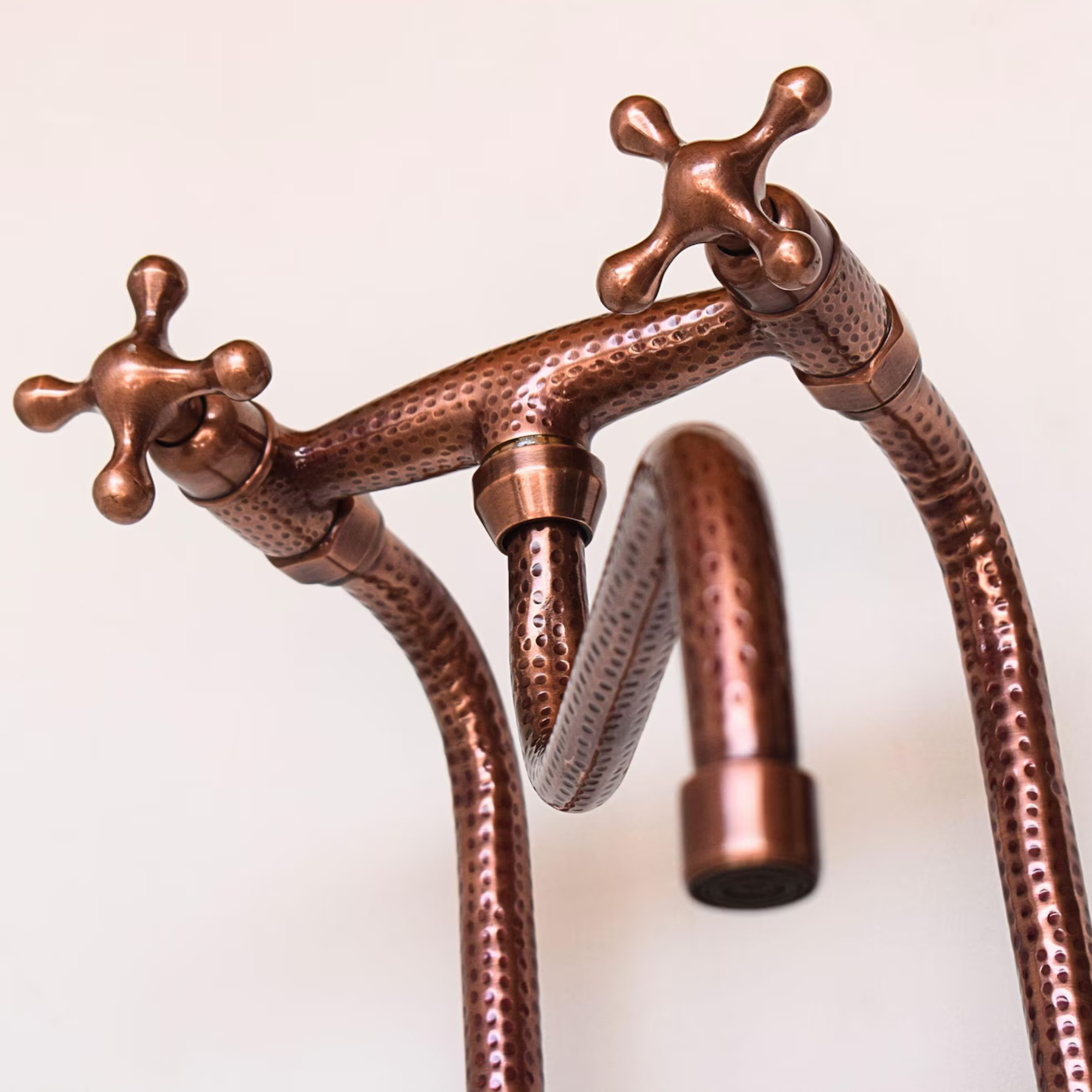 Handcrafted Copper Bridge Faucet with Hammered Copper Finish - bridge faucet AzulSouk