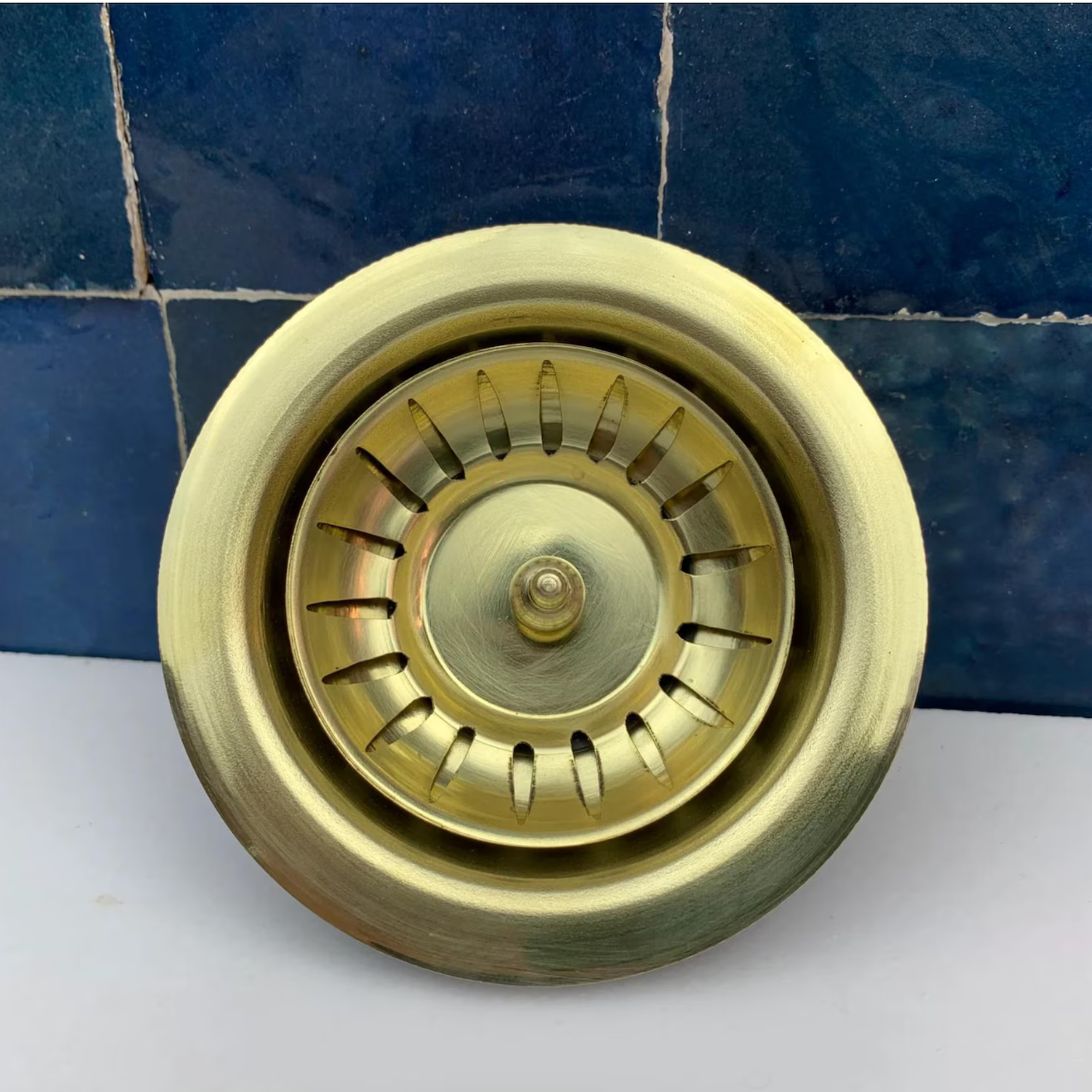 Unlacquered Brass Kitchen Sink Strainer with Drain Cover & Basket