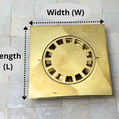 6" Unlacquered Brass Floor Shower Drain