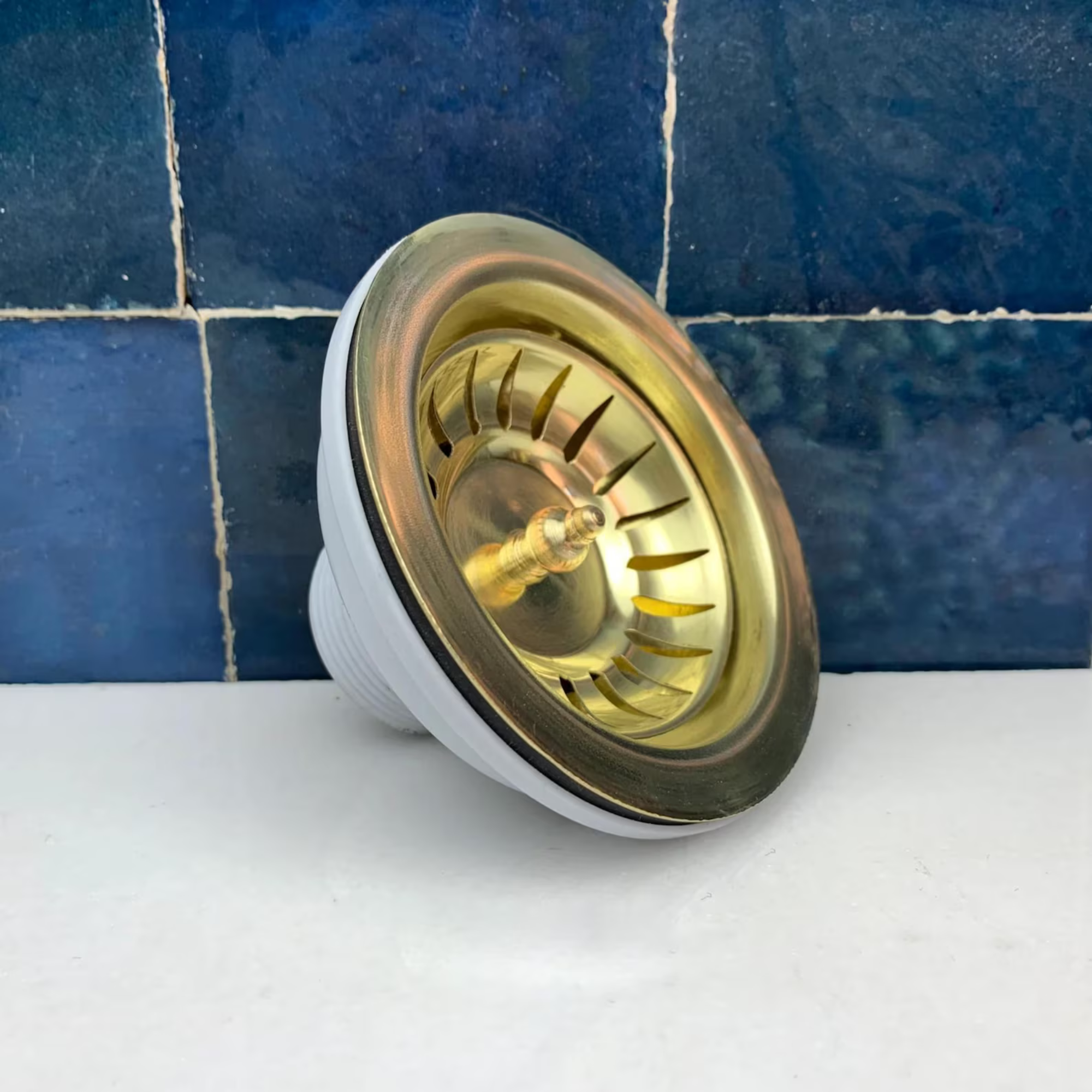 Unlacquered Brass Kitchen Sink Strainer with Drain Cover & Basket