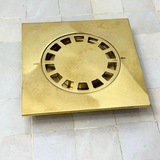 6" Unlacquered Brass Floor Shower Drain