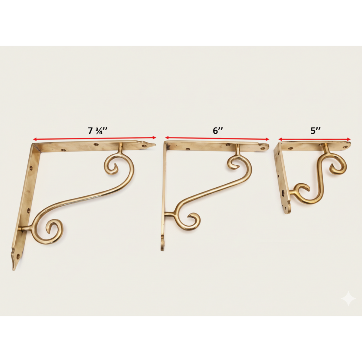 Set of unlacquered Brass Shelf Brackets