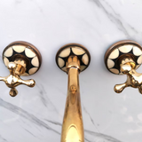 Decorated Wall Mounted Faucet – Unlacquered Brass with Resin - bathroom faucet AzulSouk