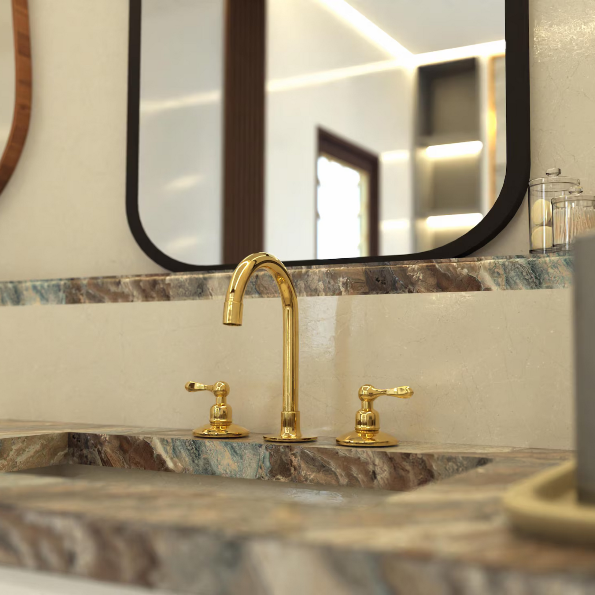 Unlacquered Solid Brass Bathroom Vanity Faucet-4