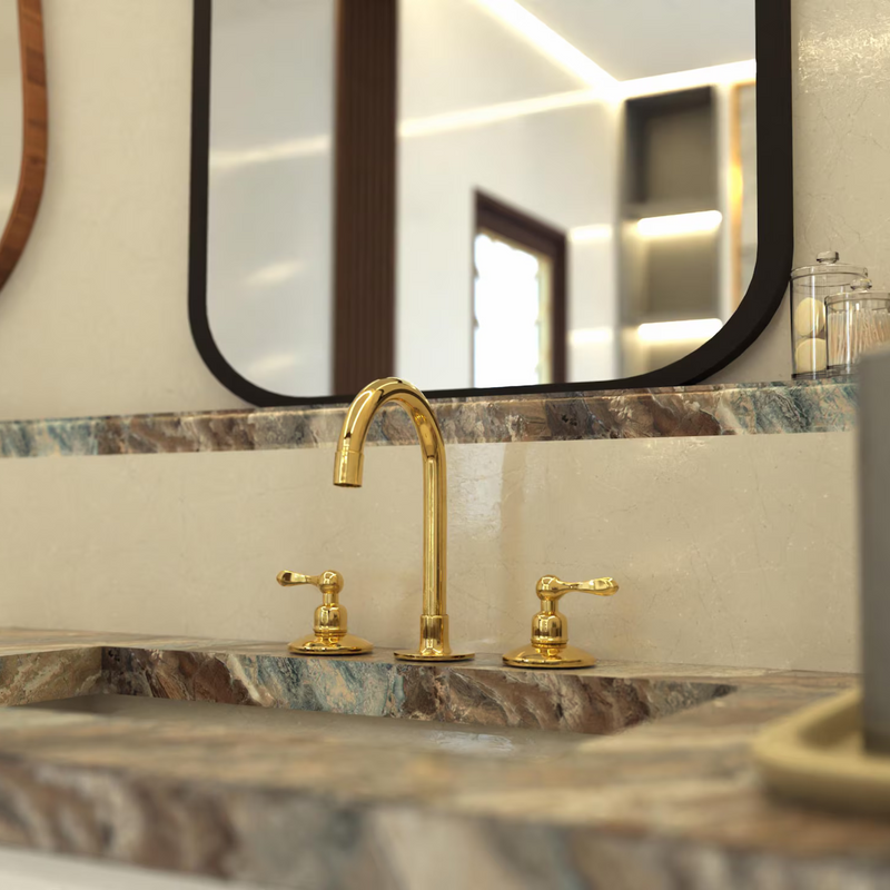 Unlacquered Solid Brass Bathroom Vanity Faucet-zoom-