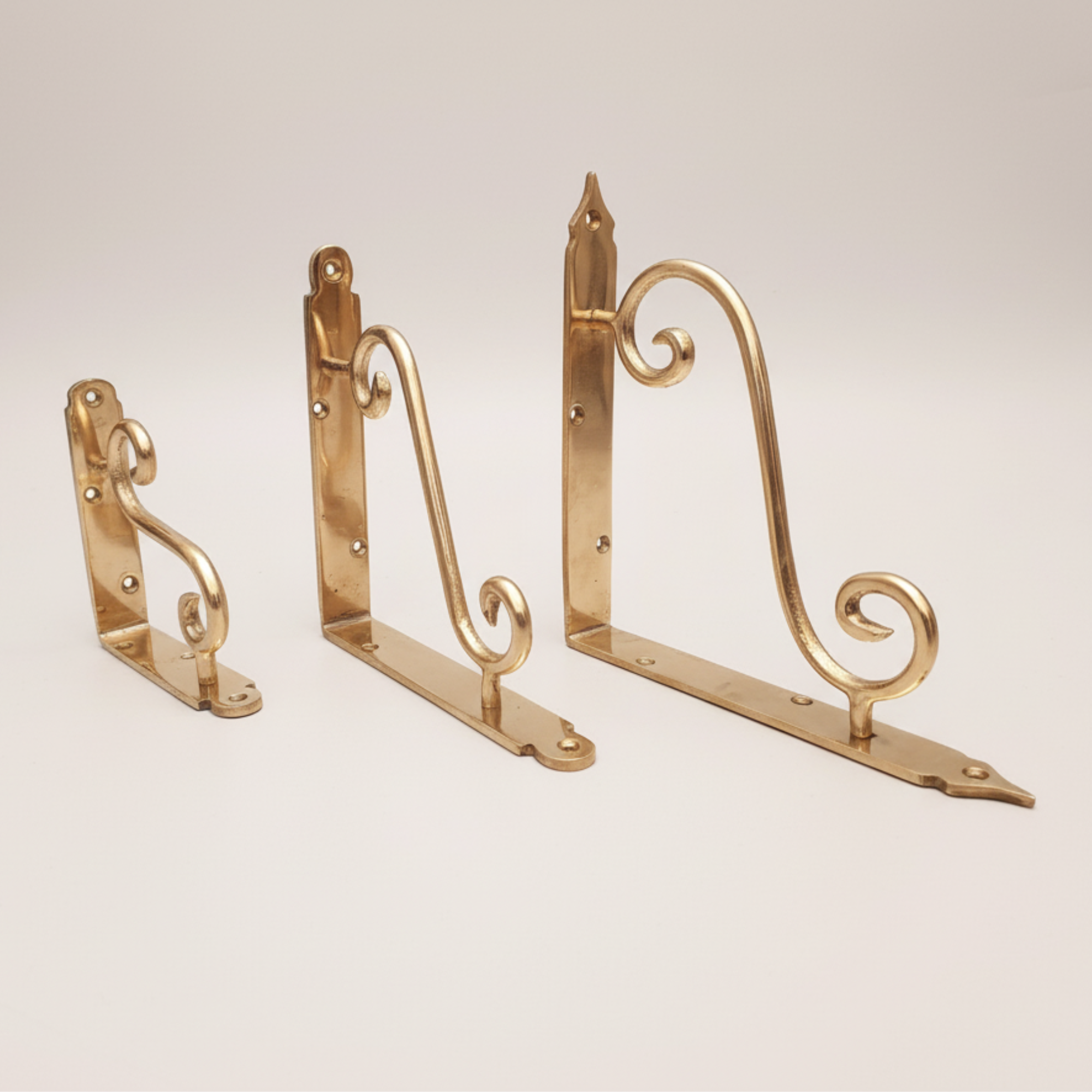 Set of unlacquered Brass Shelf Brackets-zoom-4