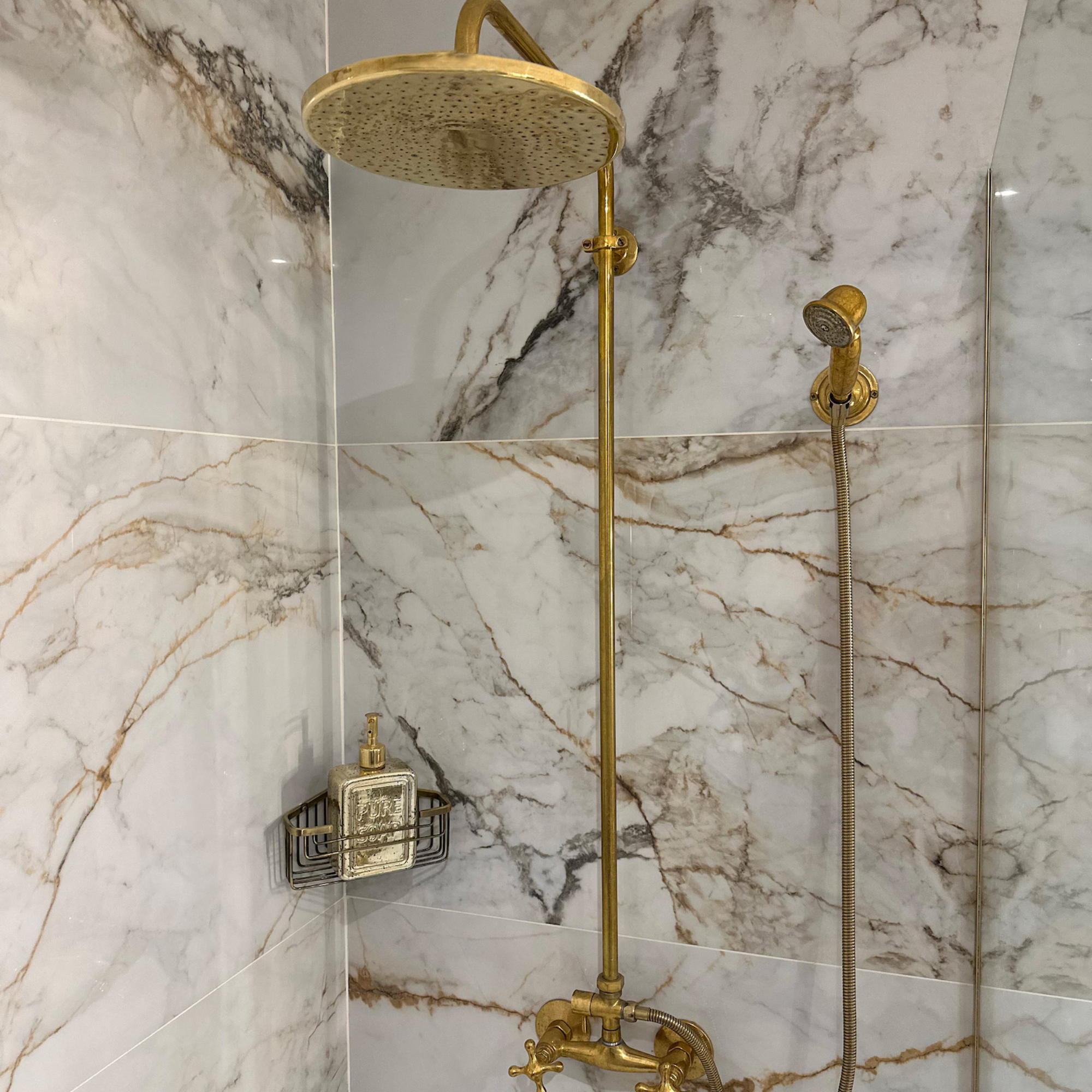 Unlaqcuered Brass Exposed Pipe Shower System-zoom-4