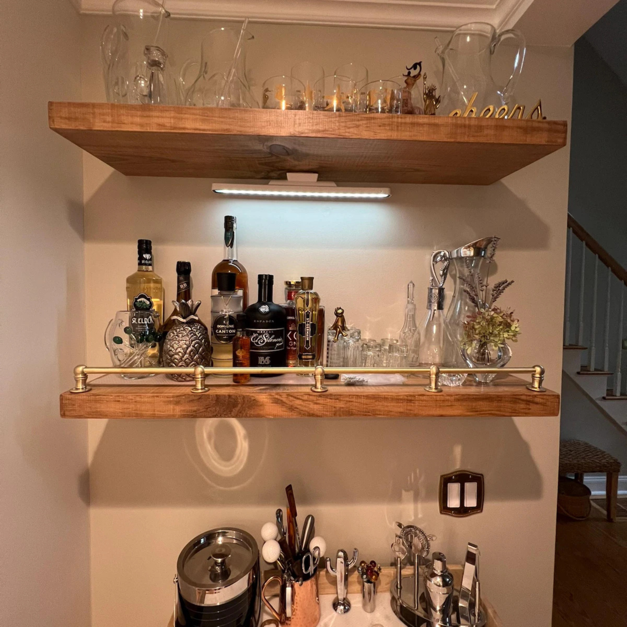 Antique Finish Brass Gallery Bar