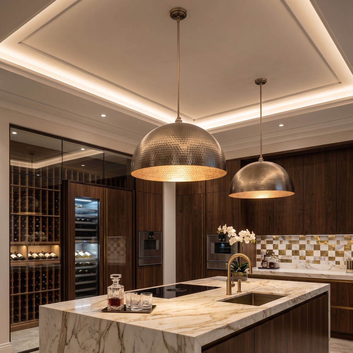 Brushed Nickel Dome Pendant Light
