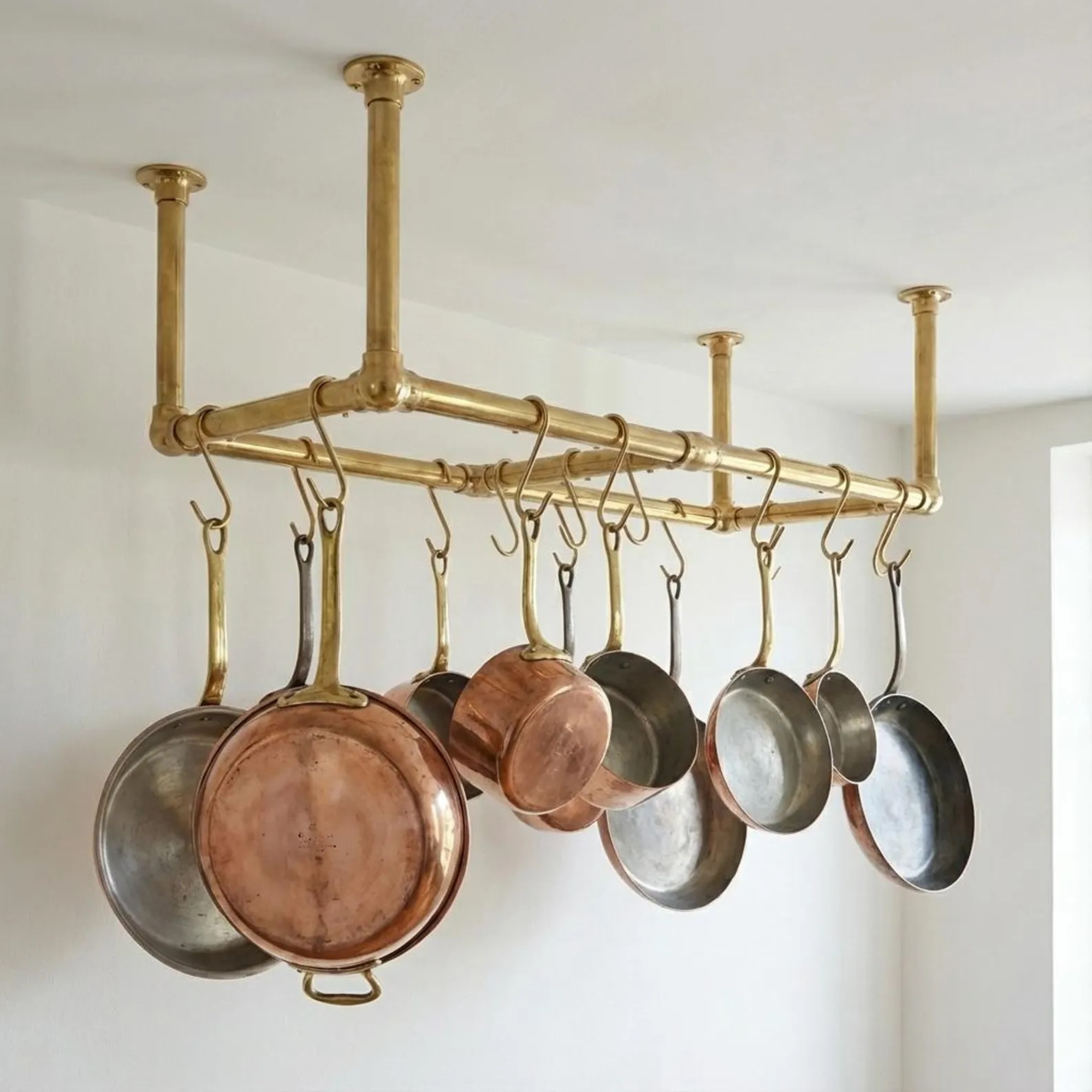 Ceiling-Mounted Kitchen Rail with Hooks