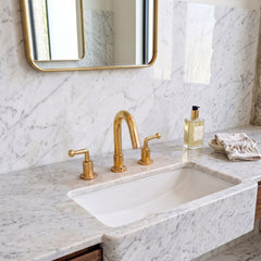 Deck Mounted Unlacquered Brass Bathroom Faucet