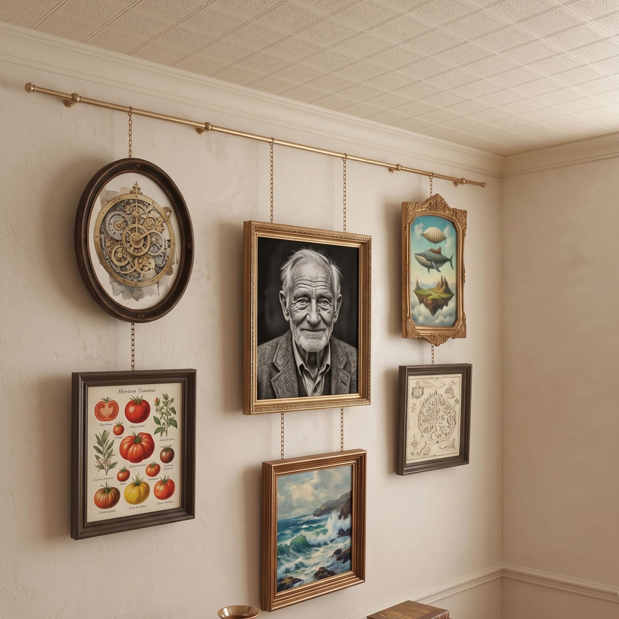 Decorative Solid Brass Picture Rail System