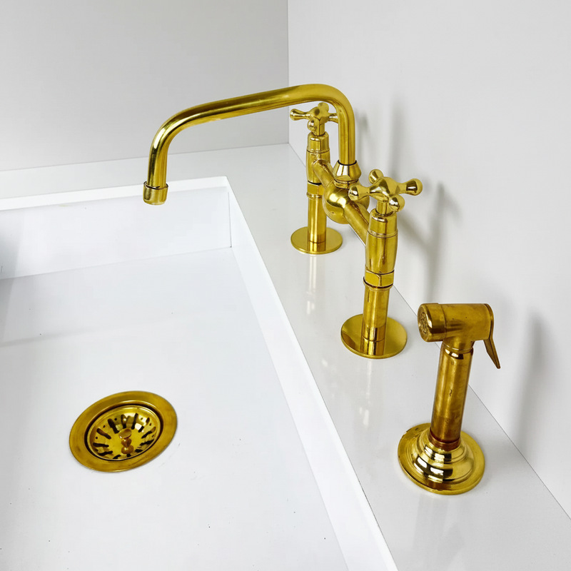 Unlacquered Brass Kitchen Sink Faucet-zoom-