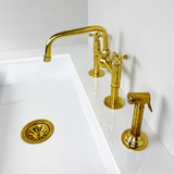 Double Handle Deck Mount with Sprayer