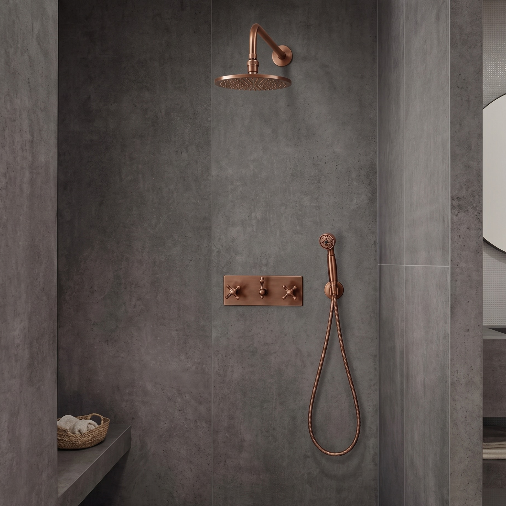 Exposed Copper Shower Set