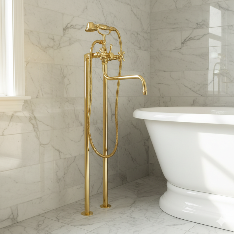 Unlacquered Brass Tub Filler Faucet-zoom-