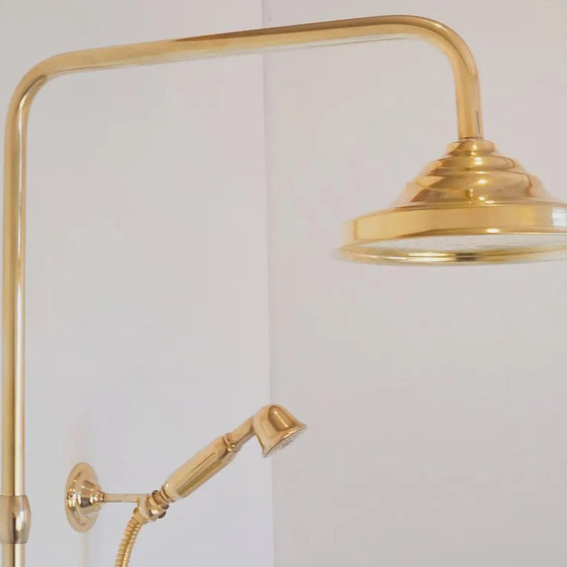 Unlacquered Brass Exposed Shower System With Handheld-zoom-