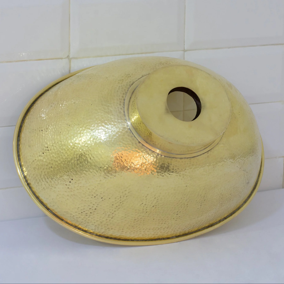 Hammered Brass Oval Vessel Sink