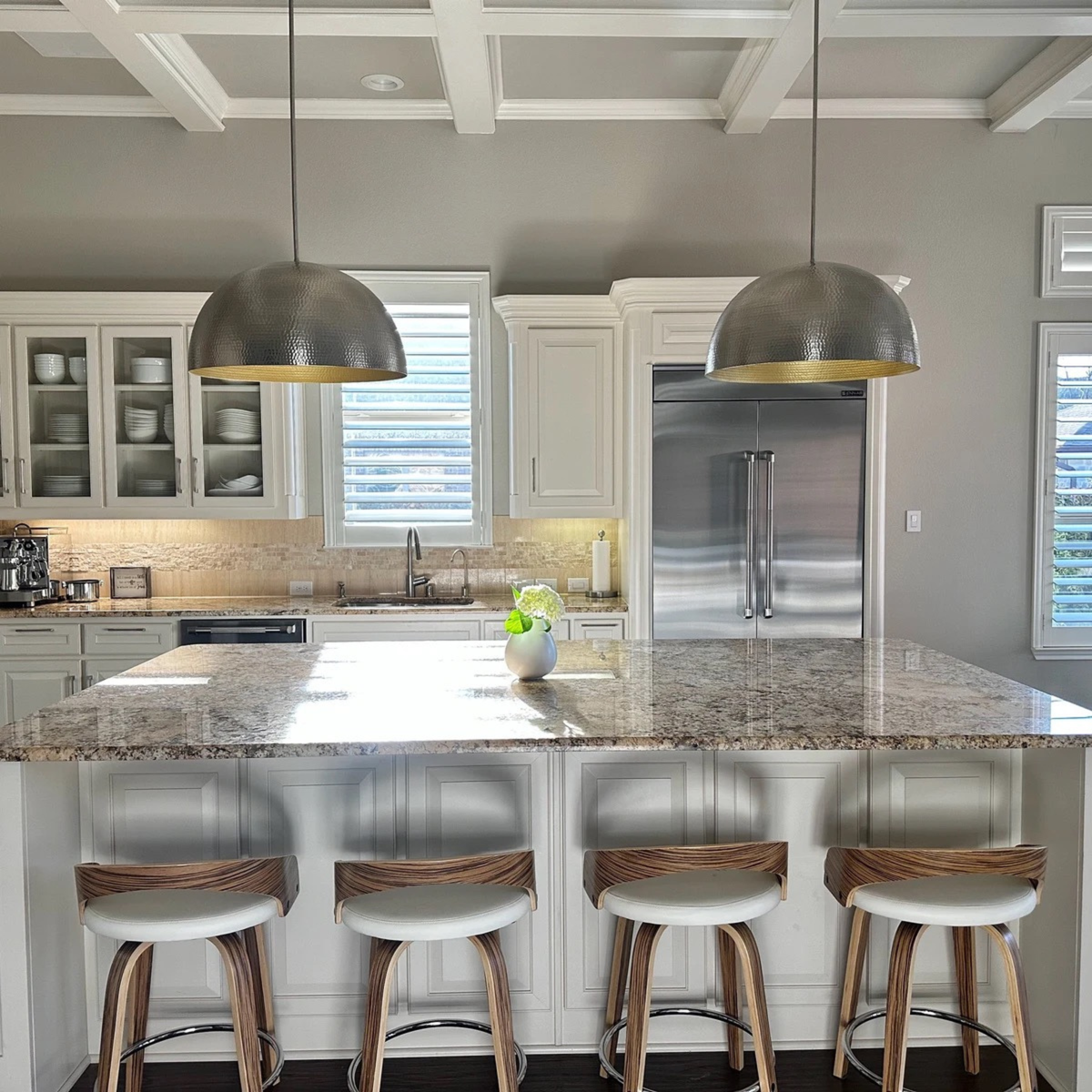 Hammered Brushed Nickel Dome Pendant Light