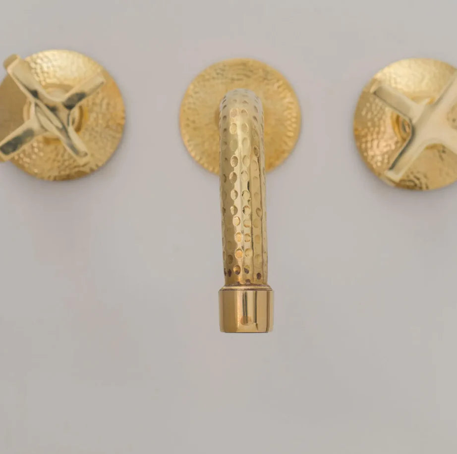 Unlacquered Brass 3-Hole Wall-Mount Bathtub Faucet