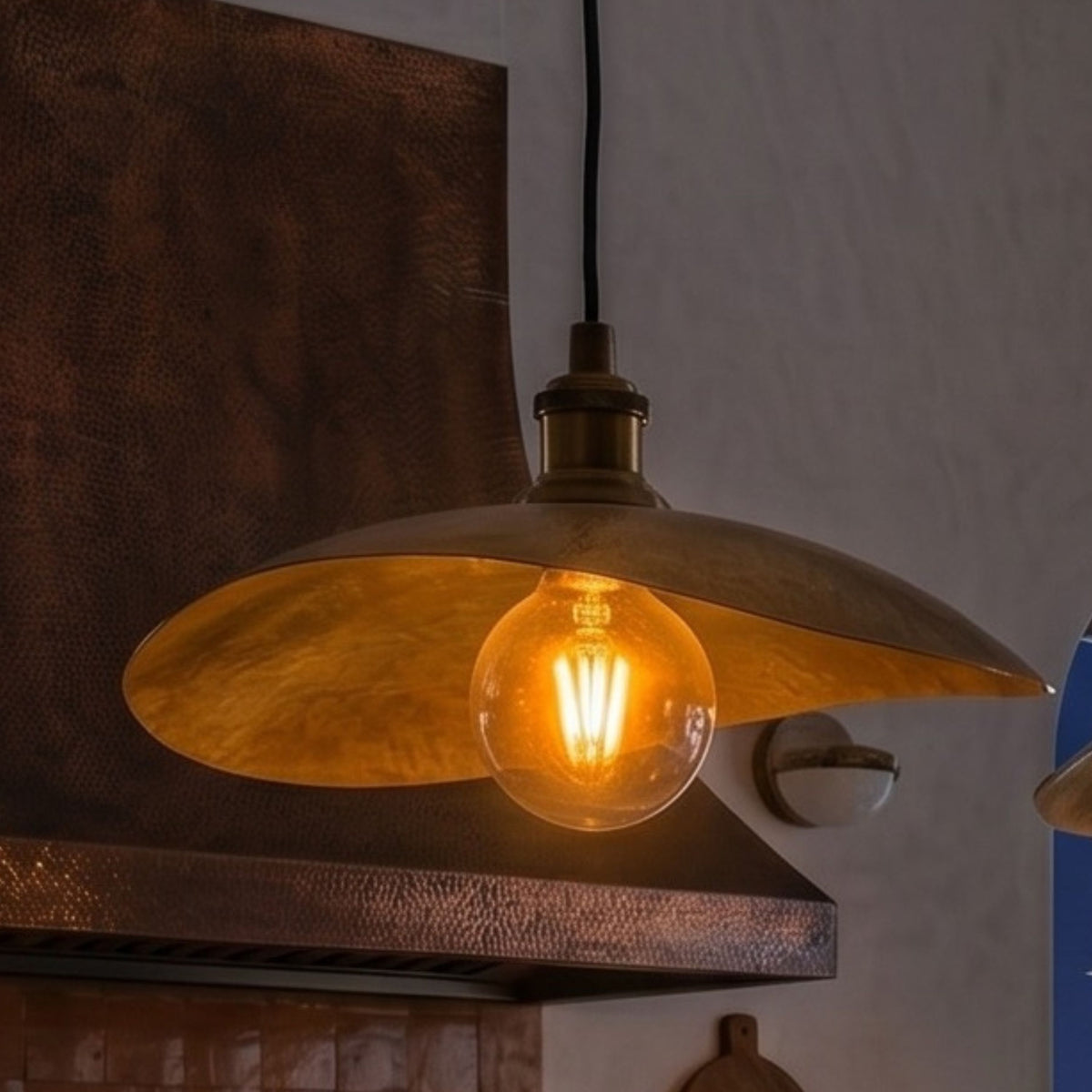 Hammered Copper Wave Pendant Light