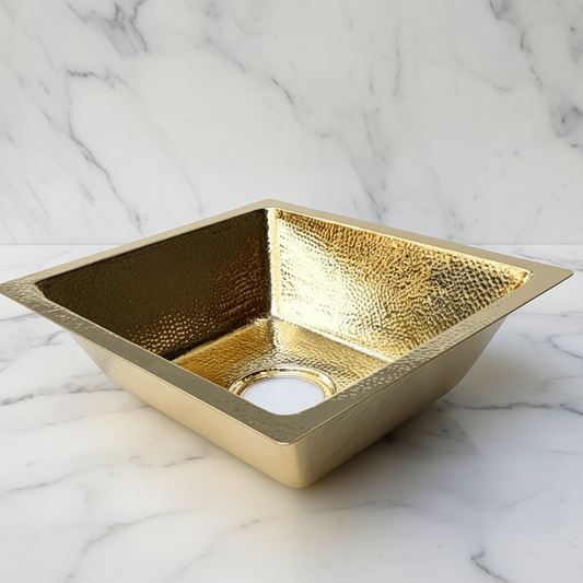 Hammered Unlacquered Brass Kitchen Sink