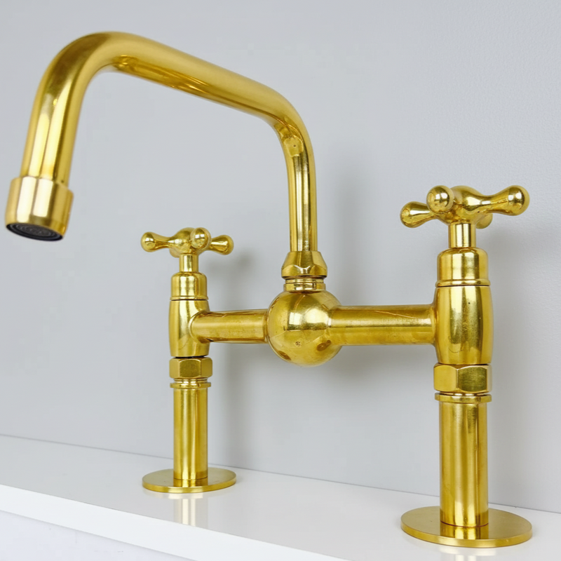 Unlacquered Brass Kitchen Sink Faucet-zoom-