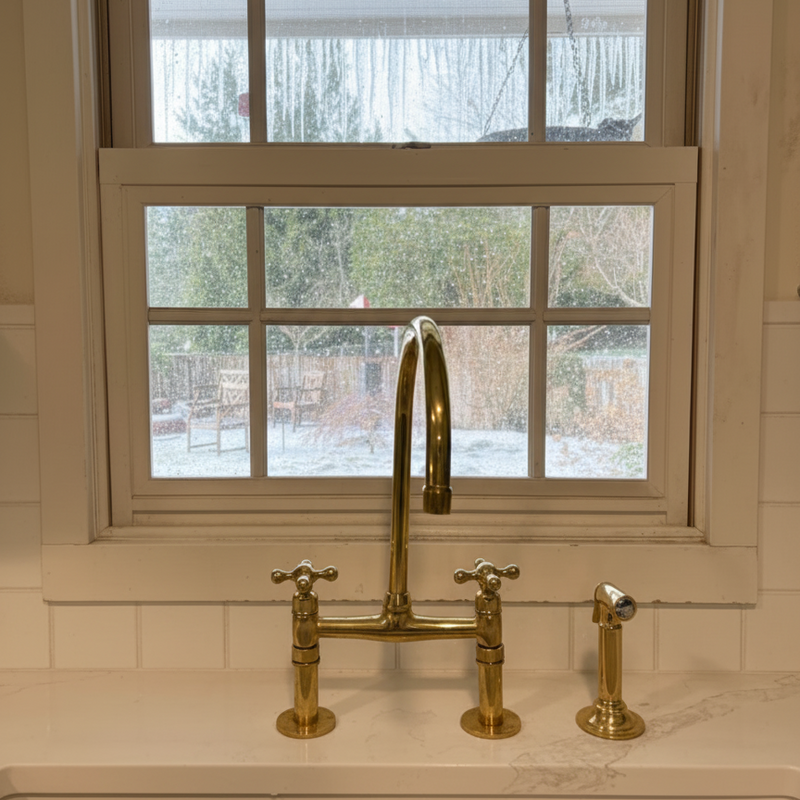 Antique Brass Kitchen Sink Faucet With Sprayer-zoom-