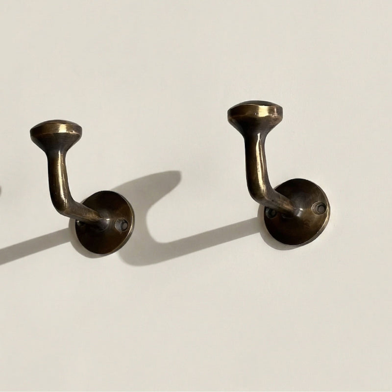 Solid Brass Hooks Set of 3-zoom-