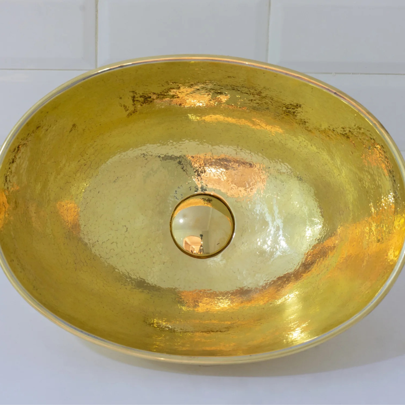 Hammered Brass Round Sink-zoom-