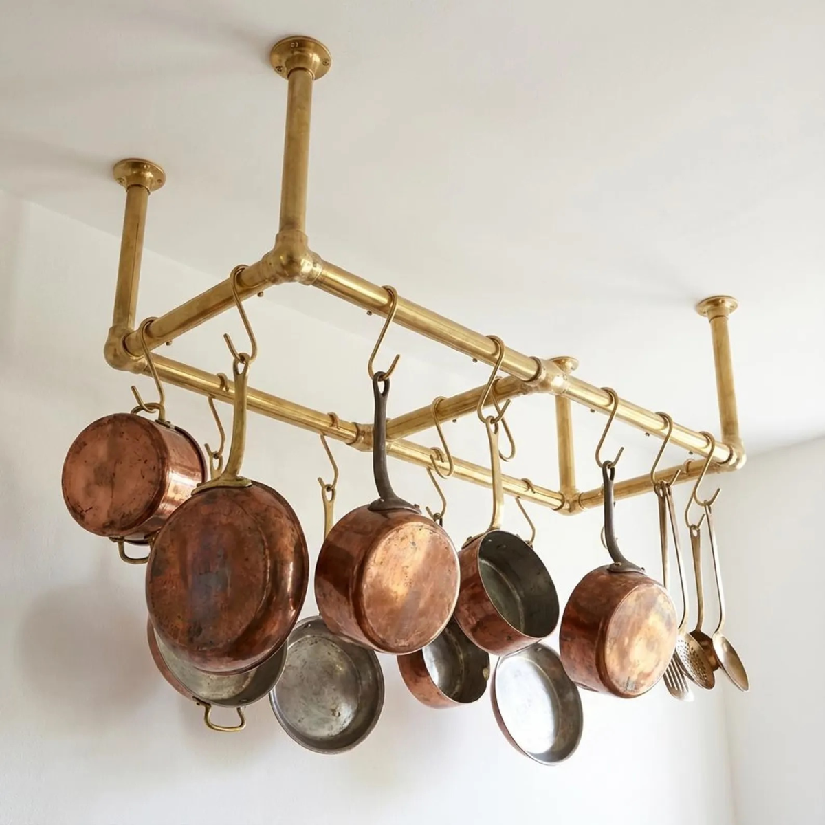 Handmade Brass Hanging Pot Rack