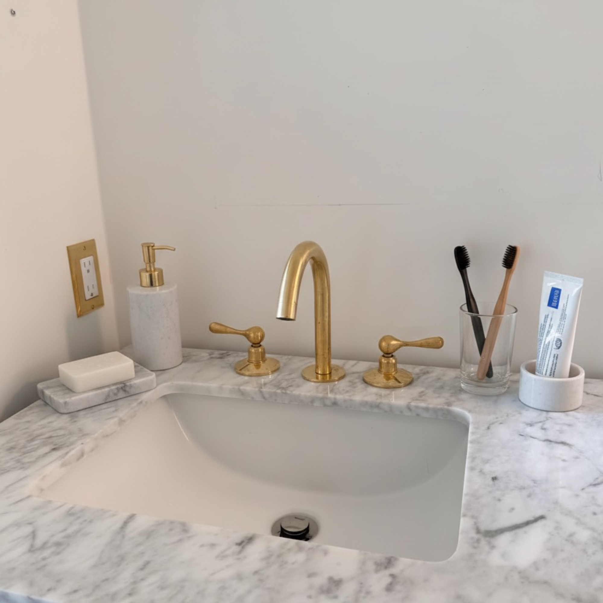 Unlacquered Brass Sink Bathroom Faucet 