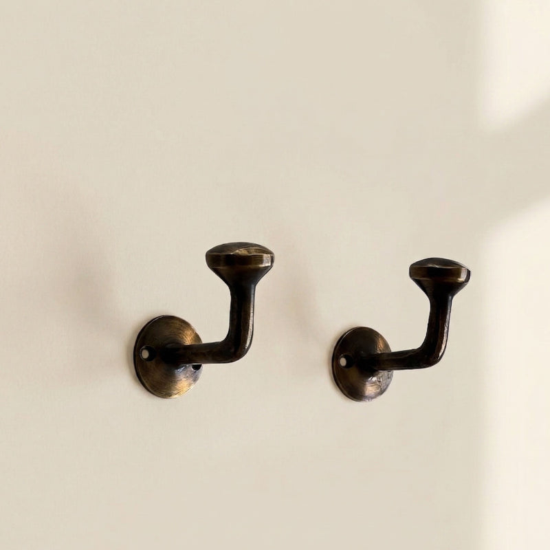 Solid Brass Hooks Set of 3-zoom-