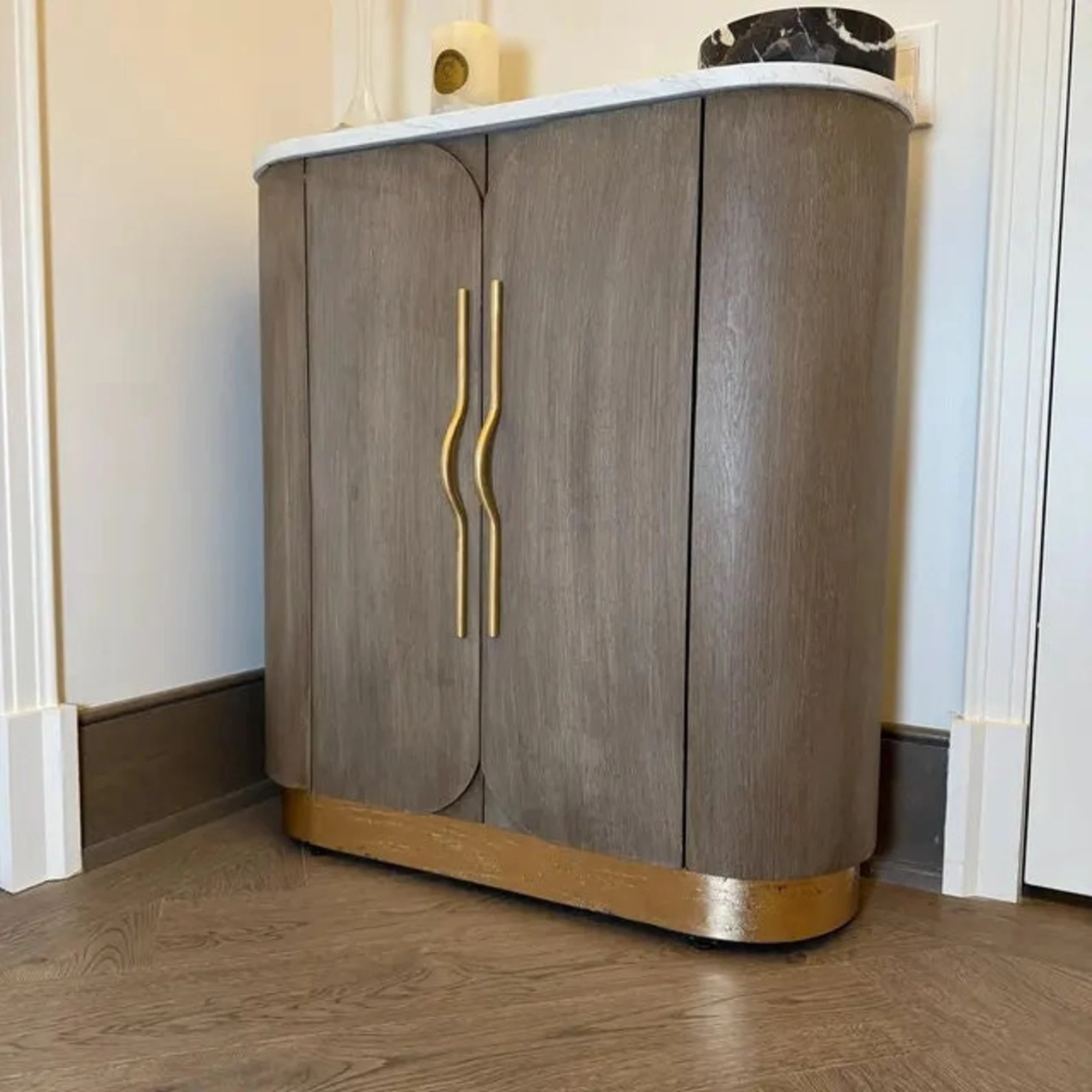 Modern Curved Arch Brass Cabinet Handles 