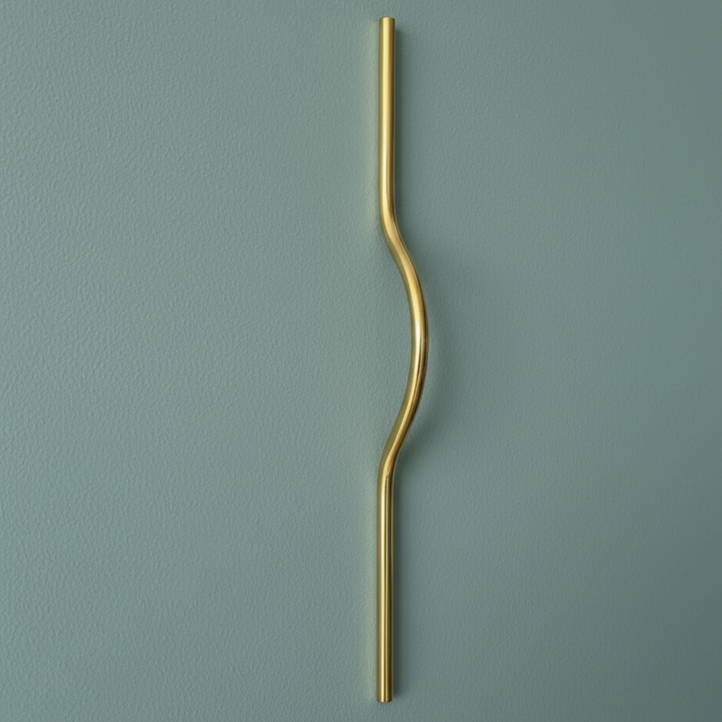 Modern Curved Arch Brass Cabinet Handle-zoom-