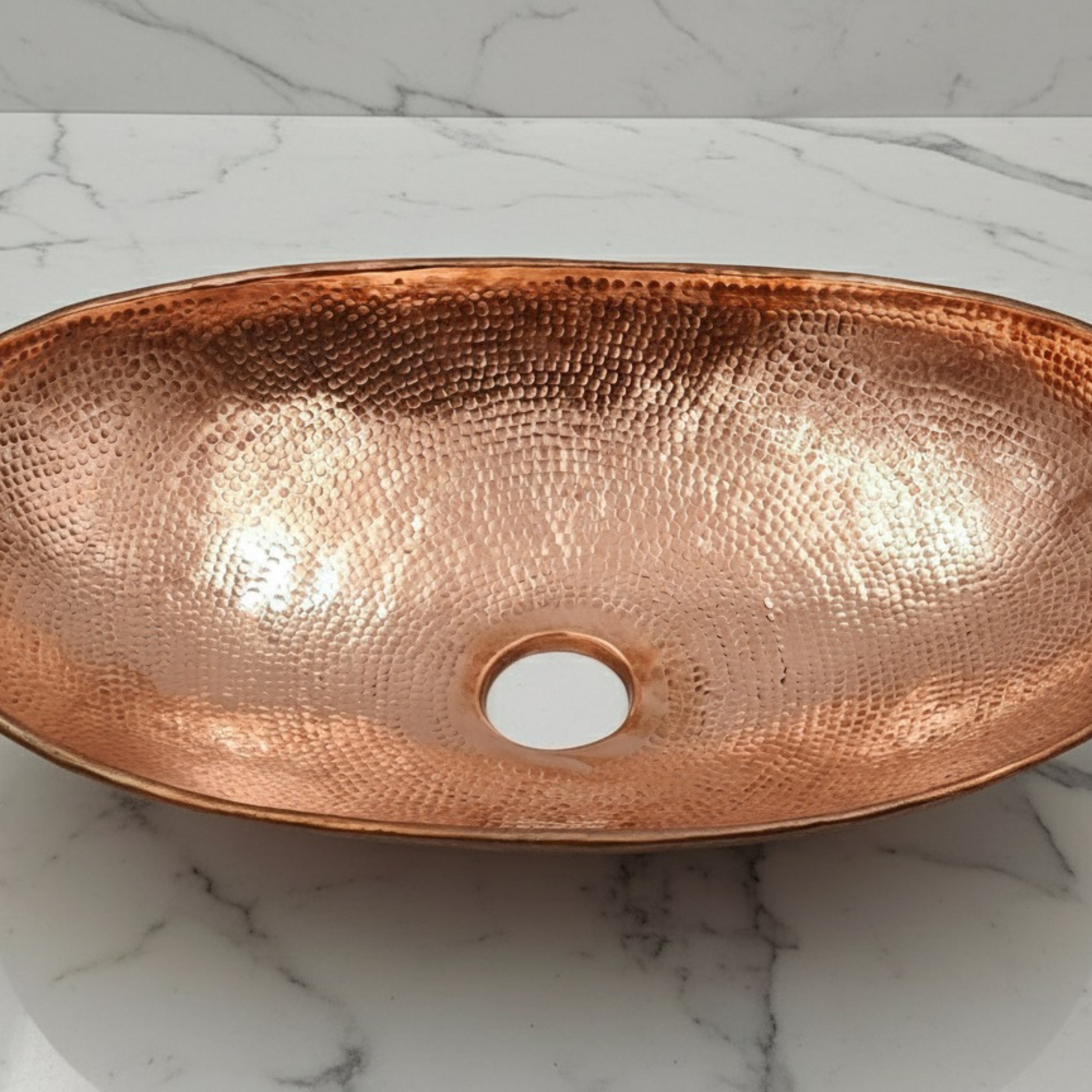 Oval Vessel Sink in Hammered Solid Copper