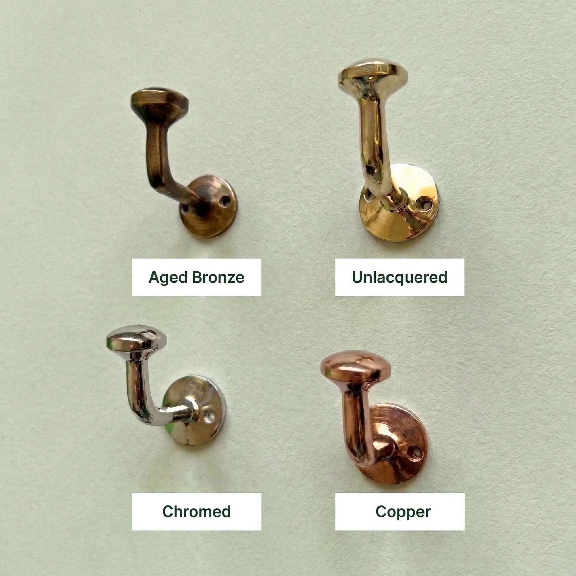 Set of 3 Solid Brass Wall Hooks 
