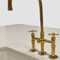 Unlacquered Brass Bridge Kitchen Faucet 