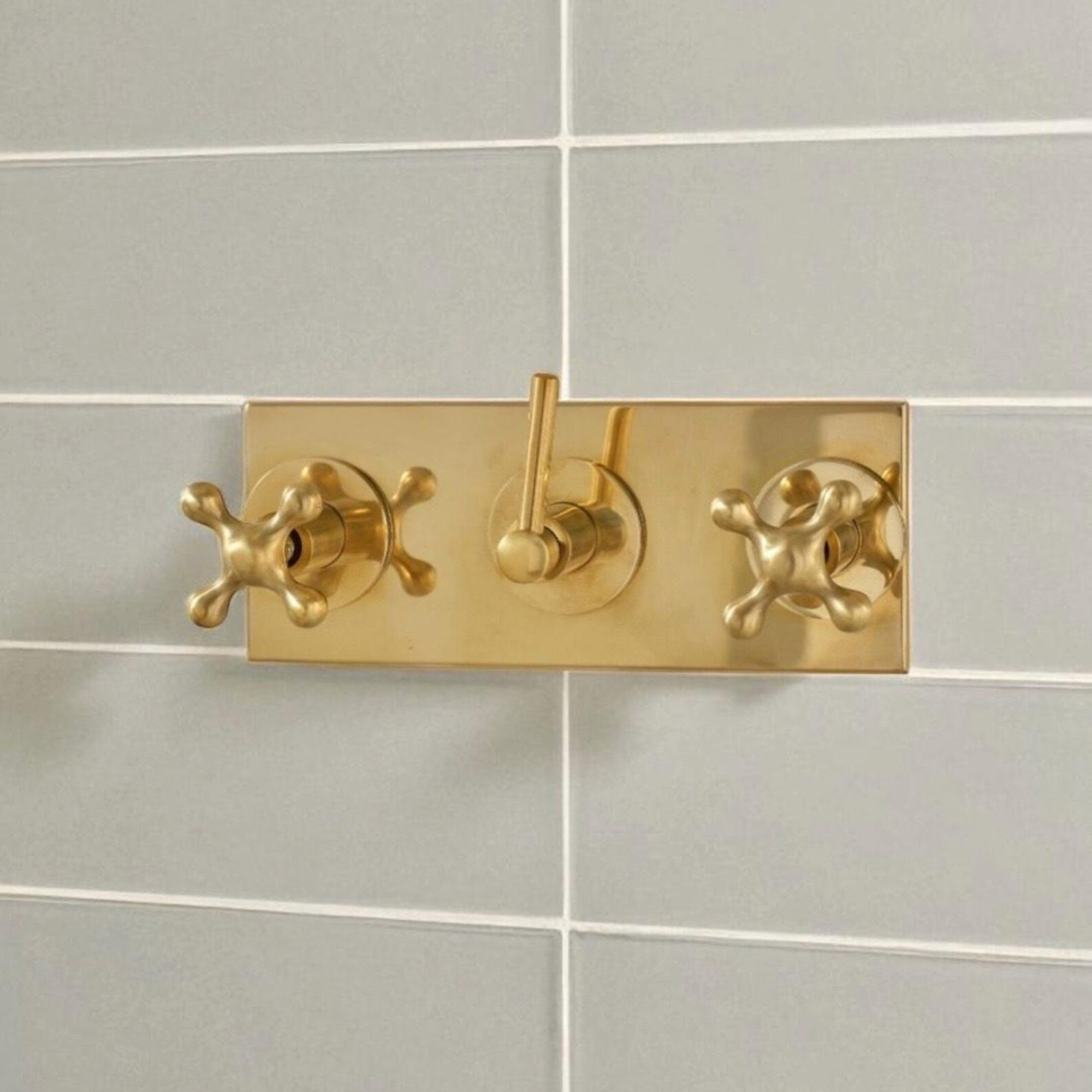 UNLACQUERED BRASS SHOWER SET