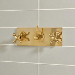 UNLACQUERED BRASS SHOWER SET
