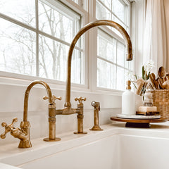 Unlacquered Brass bridge Faucet Patina over time