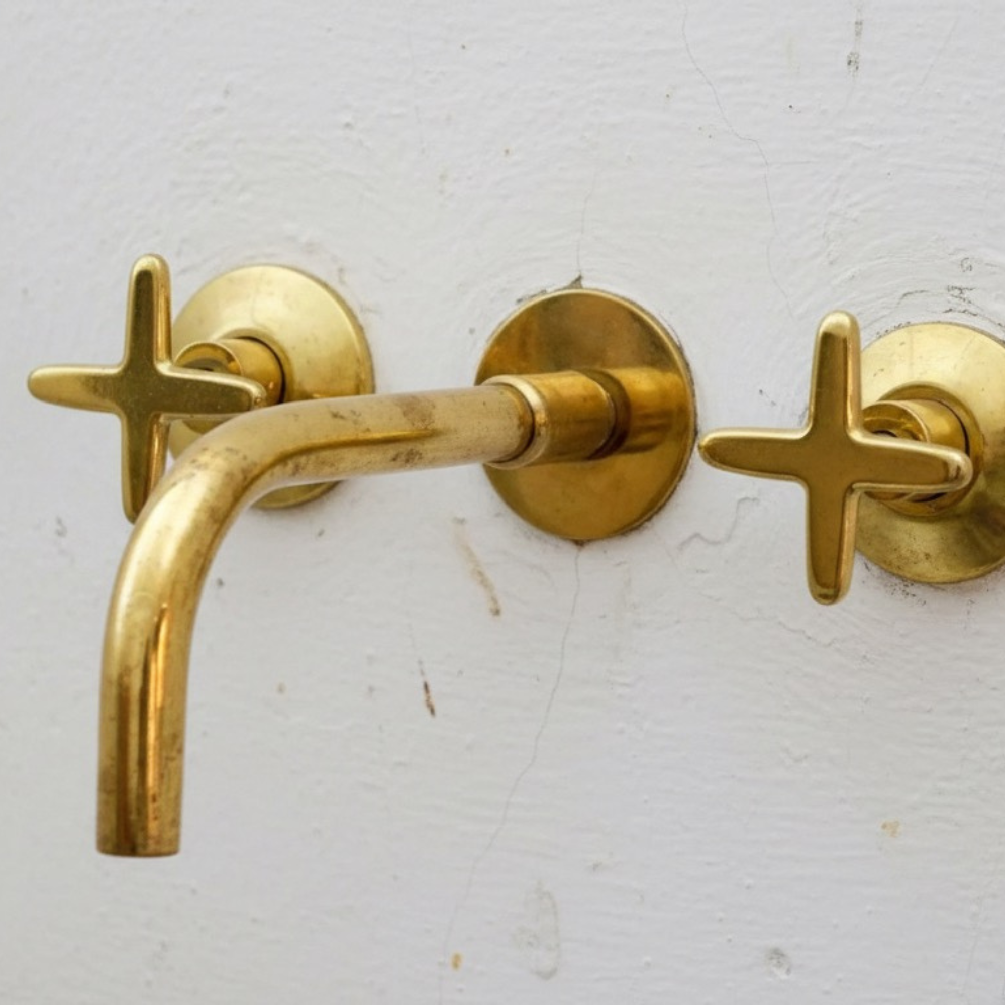Unlacquered Brass 3-Hole Wall-Mount Faucet